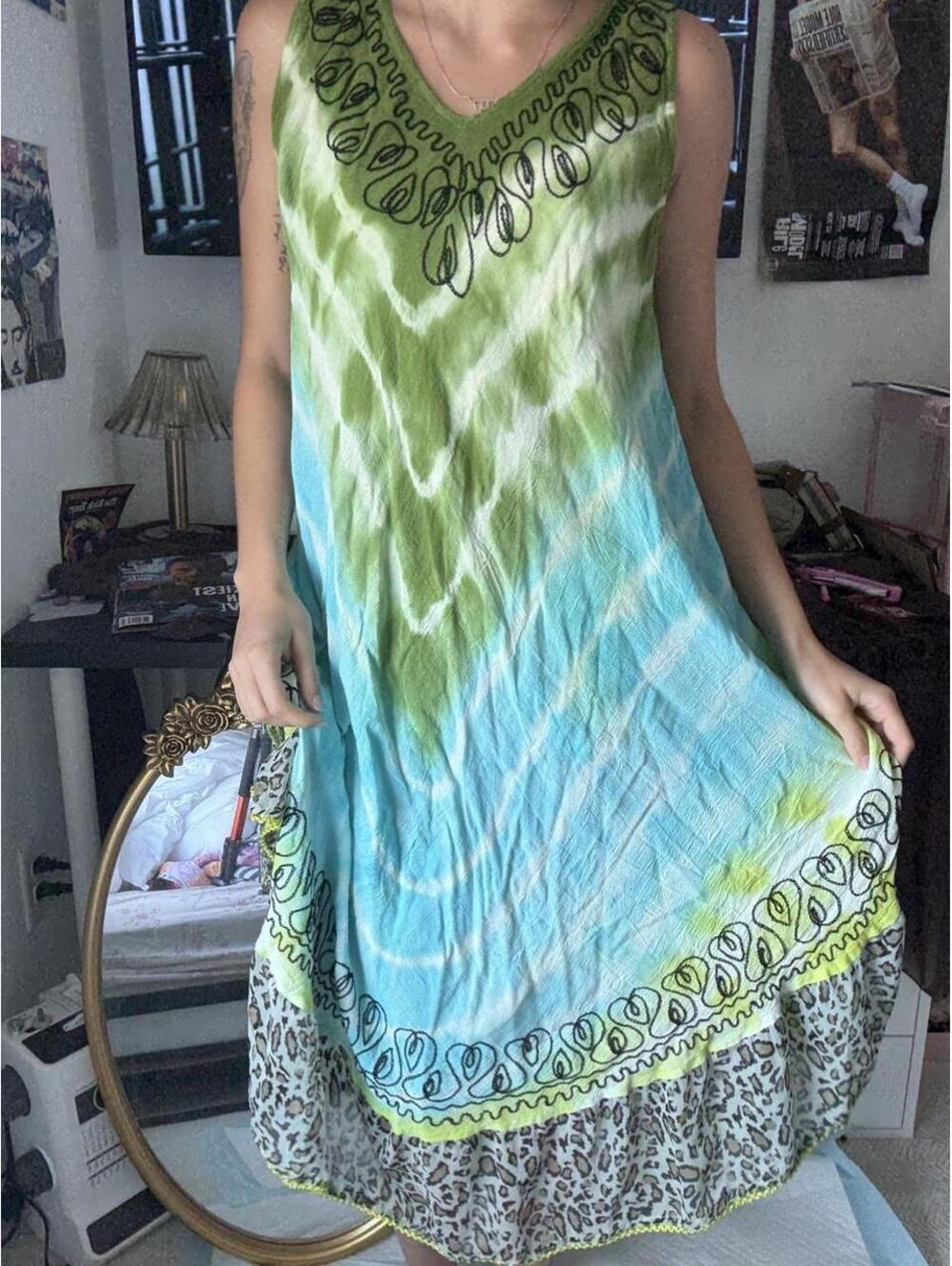 Free People Women's Multi and Green Dress